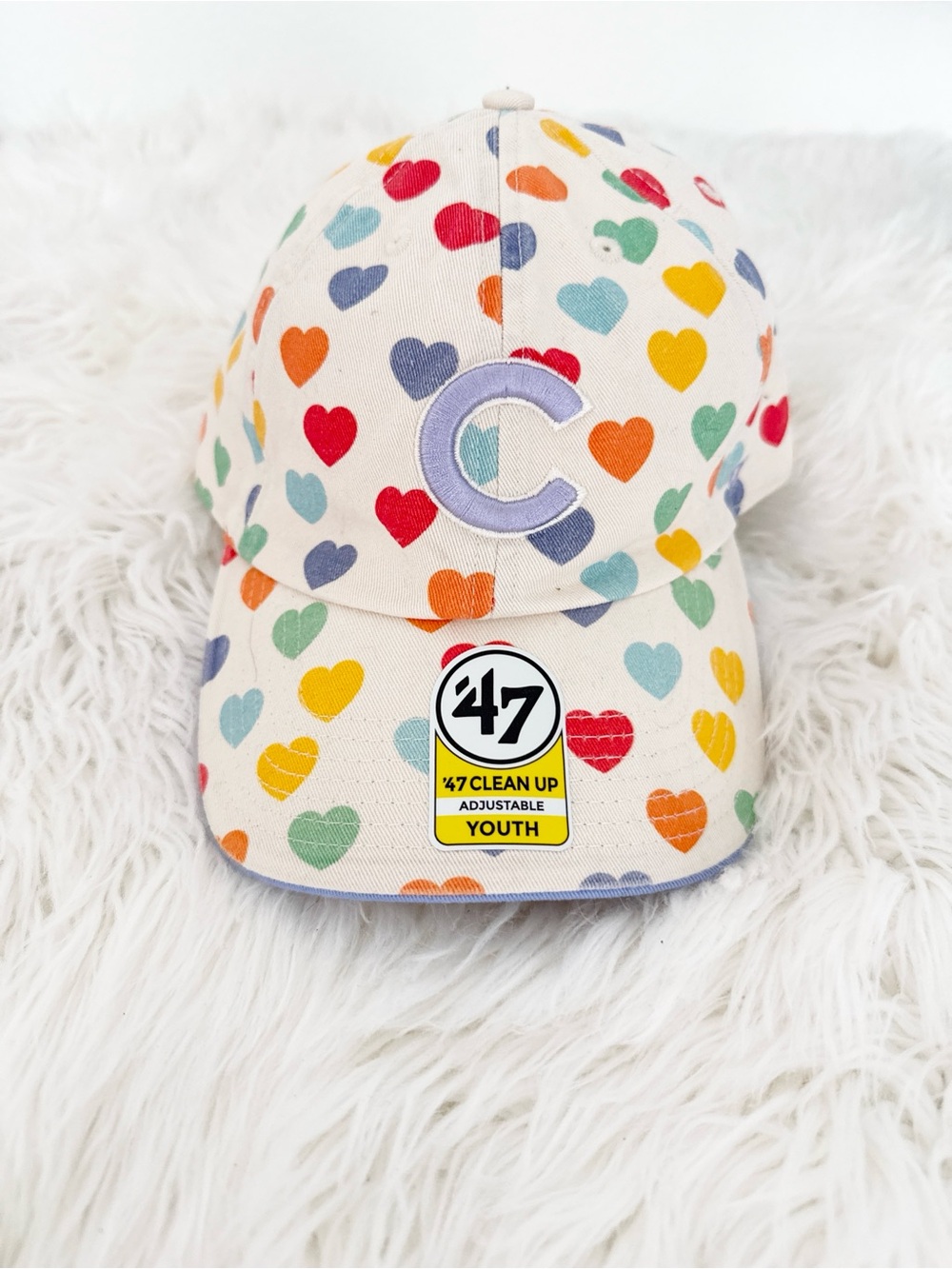 '47 Youth Cream Hat with Multicolor Heart Print